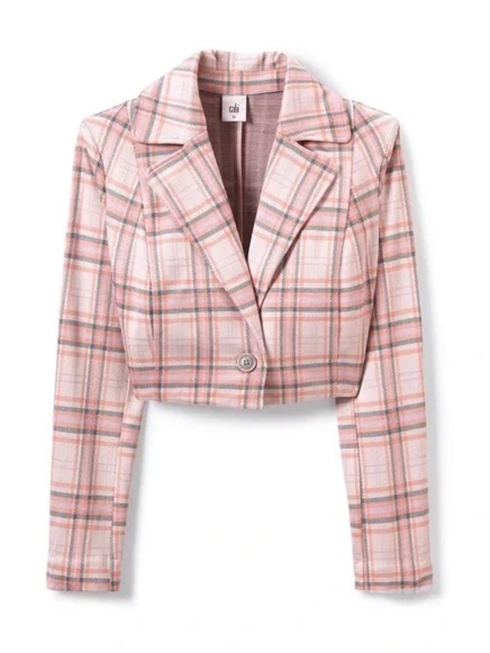 Cabi Playdate Cropped Pink Plaid Jacket Size M